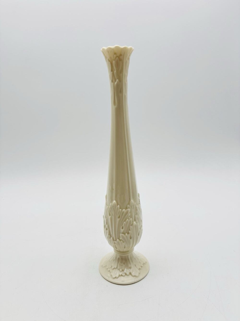 Lenox Classic Ivory Florentine Porcelain Bud Vase with Acanthus Leaf Embossed